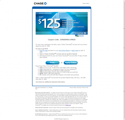 Chase student account coupon 2018