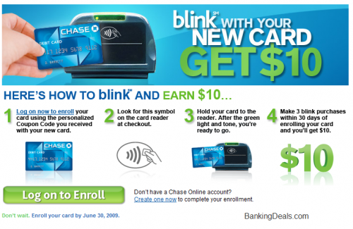 chase bank online. chase-ank-blink-10-dollar